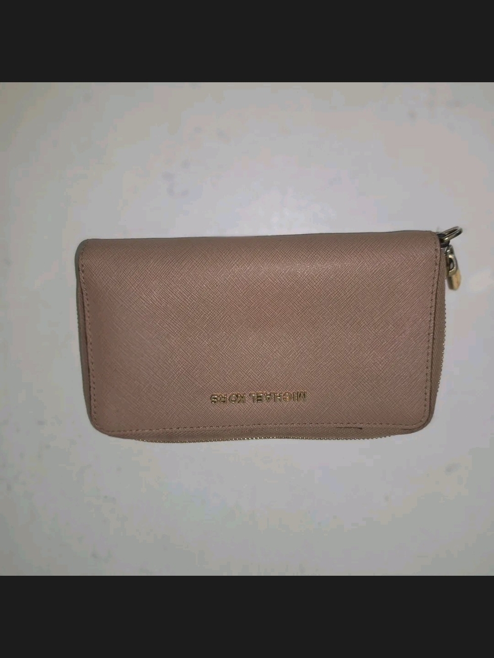 Michael Kors Rose Taupe Saffiano Zip-Around Wallet